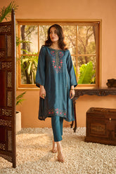 DA-1631 BLUE EMBROIDERED KURTA